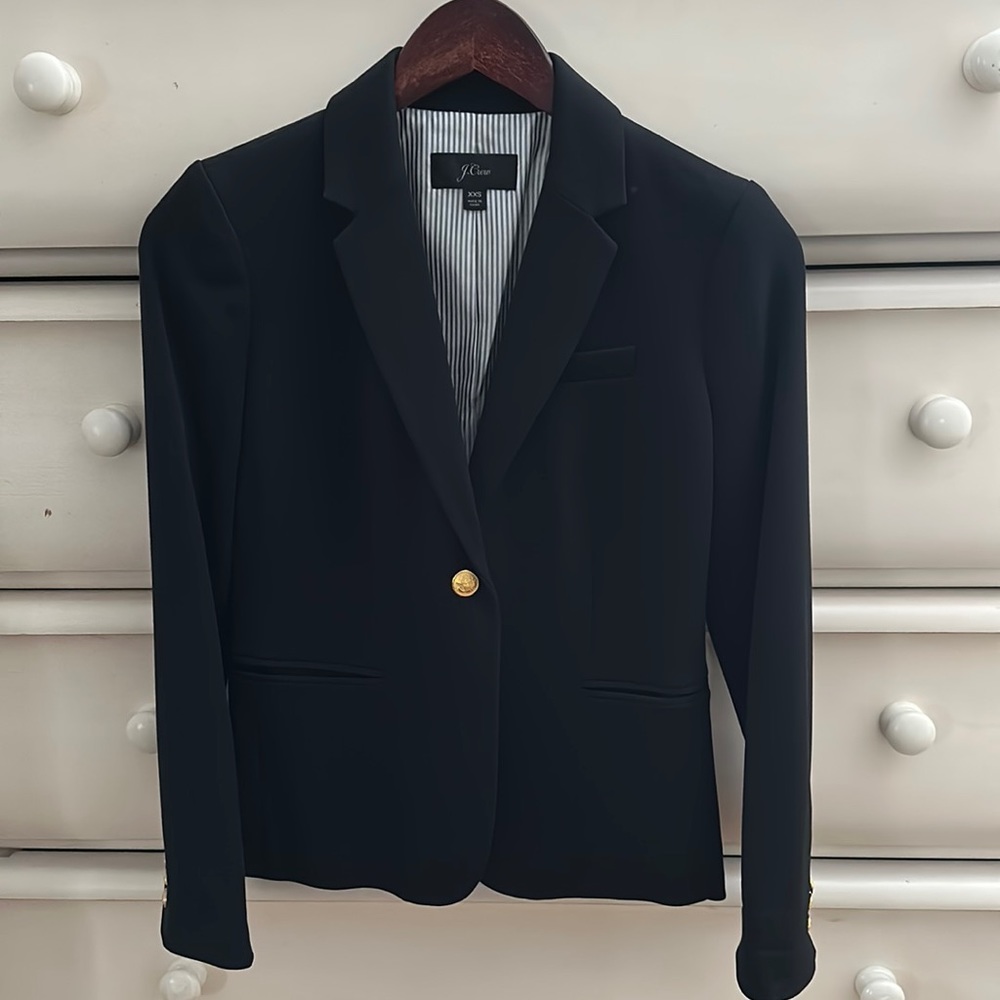 J. Crew new (never worn)black blazer with gold buttons, women size 00